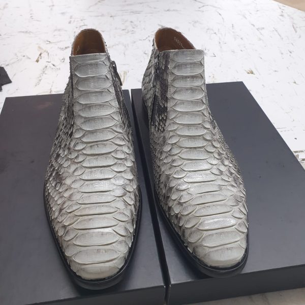 Luxury Grey Python Leather Shoes 01