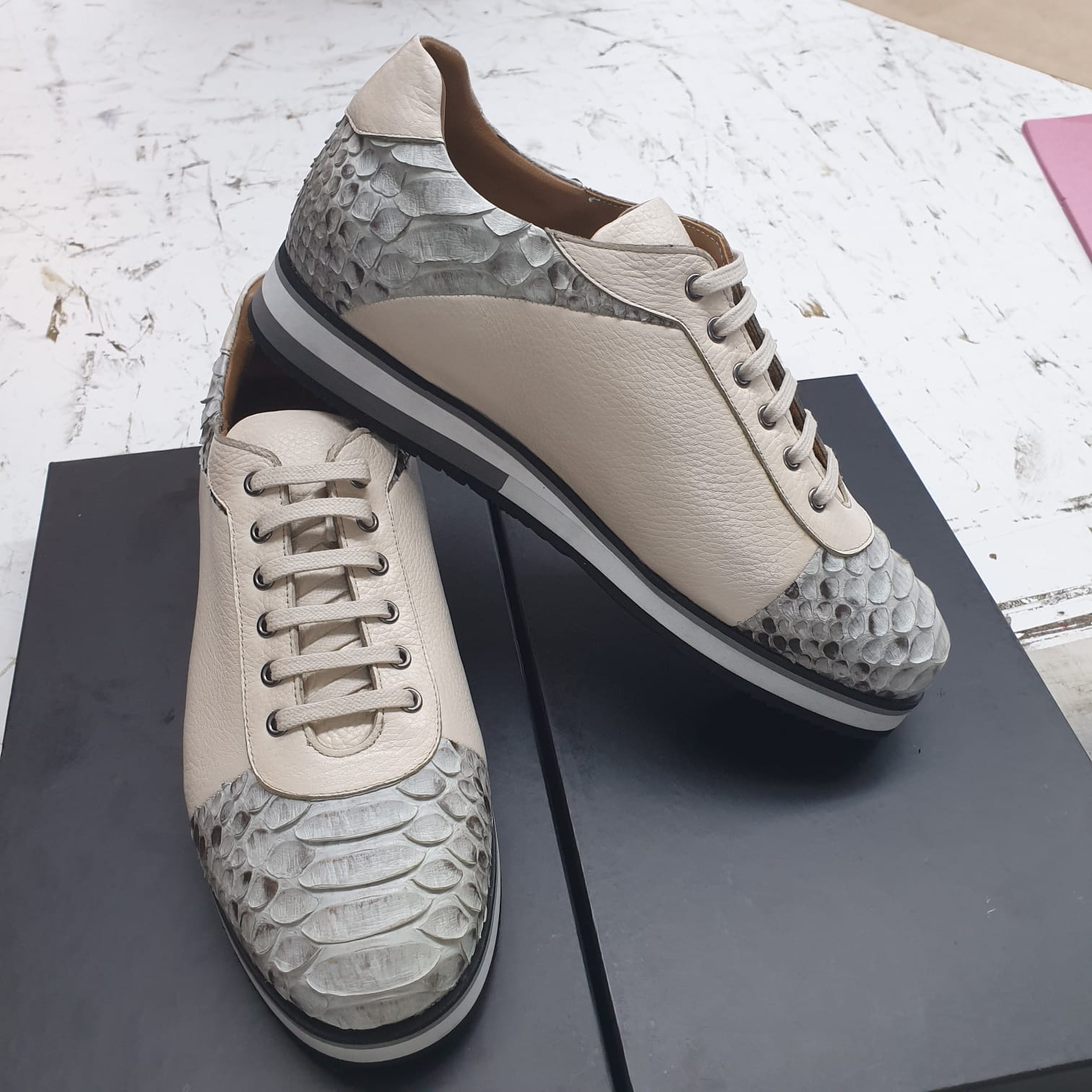 Python leather mixed shoes 2