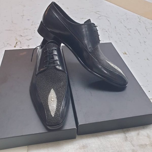 Stingray and leather black shoes 1